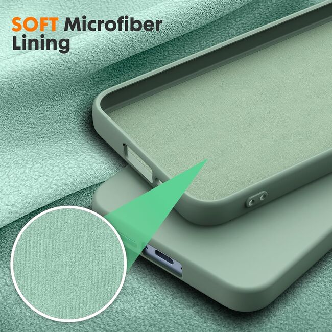 Husa pentru  Samsung Galaxy S24 Liquid Silicone, subțire, captusita cu microfibra, anti amprentă, protectie cameră foto, verde