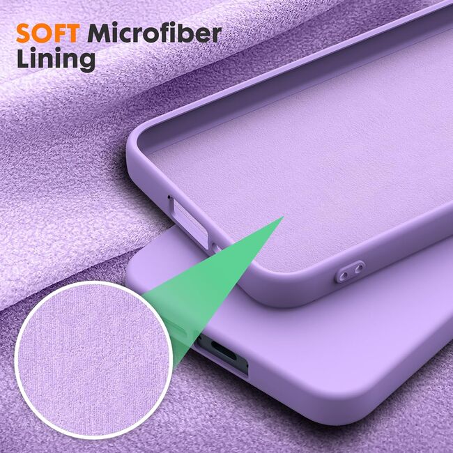 Husa pentru  Samsung Galaxy S24 Liquid Silicone, subțire, captusita cu microfibra, anti amprentă, protectie cameră foto, lavanda