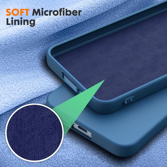 Husa pentru  Samsung Galaxy S24 Liquid Silicone, subțire, captusita cu microfibra, anti amprentă, protectie cameră foto, albastru