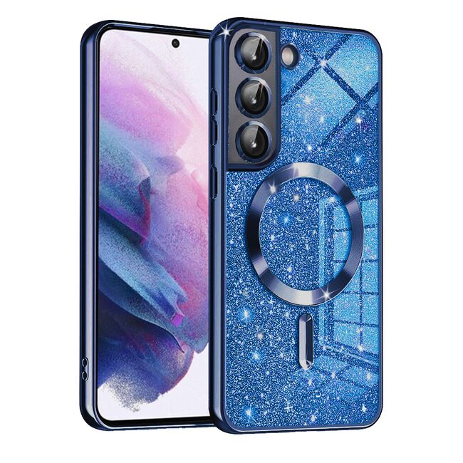 Husa pentru  Samsung Galaxy S21 FE cu MagSafe Sparkle Glare Detachable Layer, cu protectie lentile - albastru