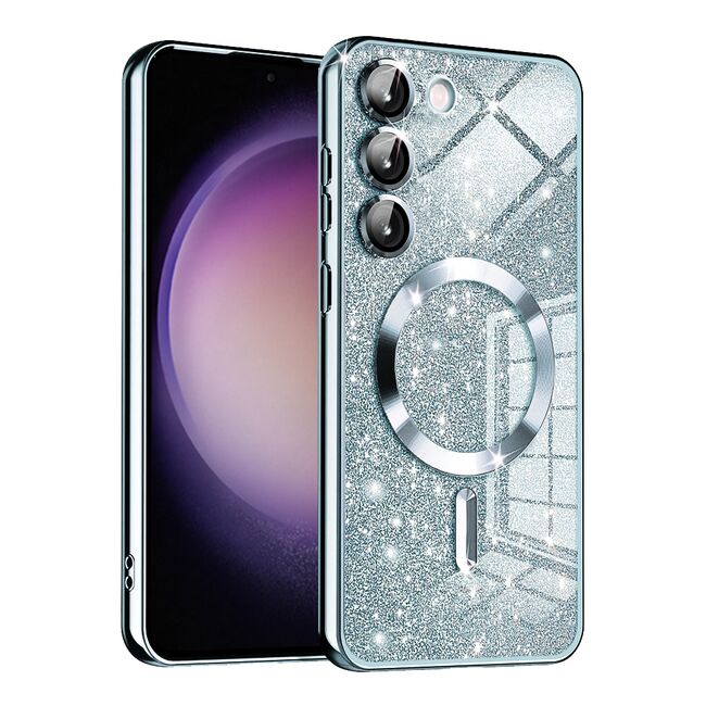 Husa pentru  Samsung Galaxy S23 cu MagSafe Sparkle Glare Detachable Layer, cu protectie lentile - blue