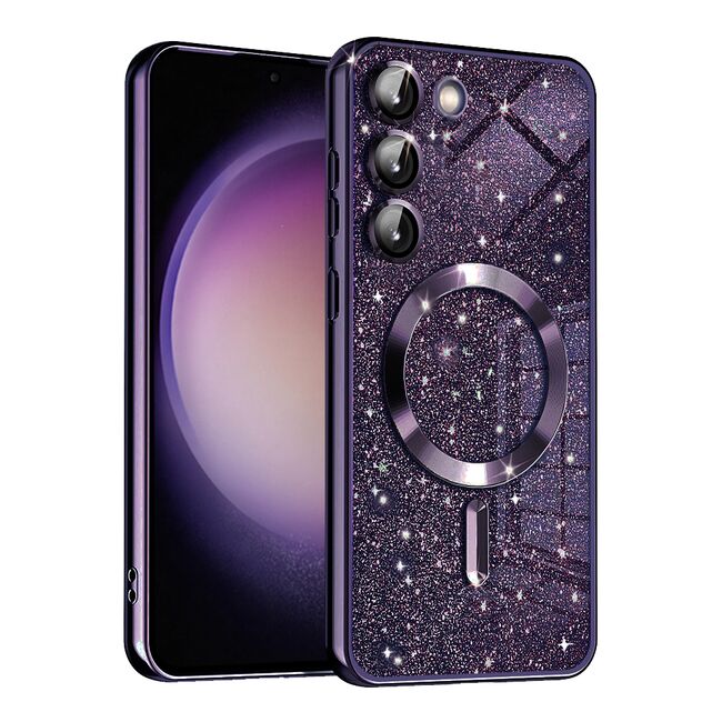 Husa pentru  Samsung Galaxy S23 cu MagSafe Sparkle Glare Detachable Layer, cu protectie lentile - mov