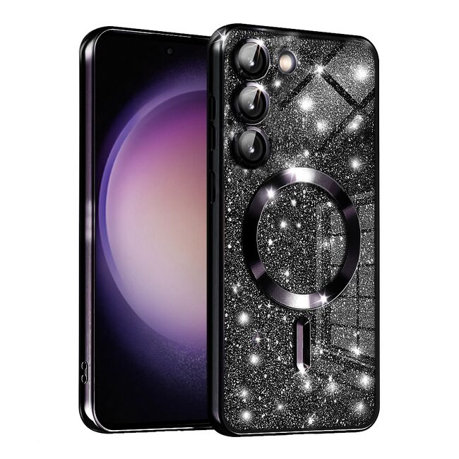 Husa pentru  Samsung Galaxy S23 cu MagSafe Sparkle Glare Detachable Layer, cu protectie lentile - negru