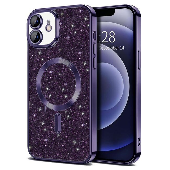 Husa pentru iPhone 12 cu MagSafe Sparkle Glare Detachable Layer, cu protectie lentile - mov
