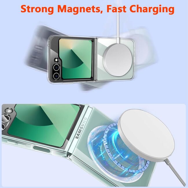 Husa pentru  Samsung Galaxy Z Flip 6, cu MagSafe Anti-Shock 1.5mm, transparent