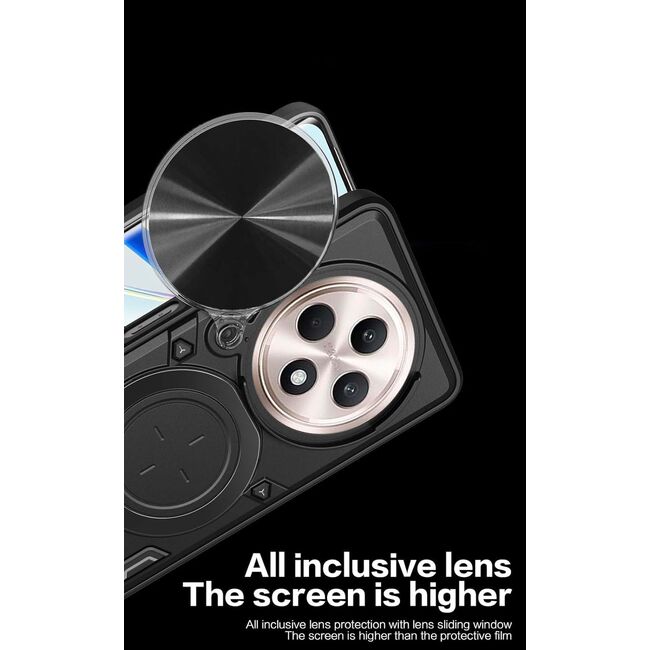 Husa pentru  Oppo Reno 12F, 12FS cu protecție pentru cameră și suport magnetic integrat Ring Shockproof, albastru