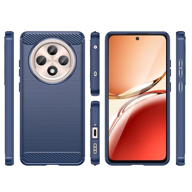 Husa pentru Oppo Reno 12F, 12FS Carbon Liquid Silicone, albastru
