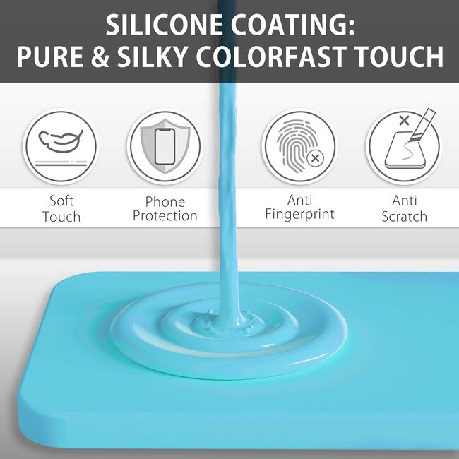 Husa pentru  iPhone 15 Liquid Silicone, subțire, captusita cu microfibra, anti amprentă, protectie cameră foto, turcoaz