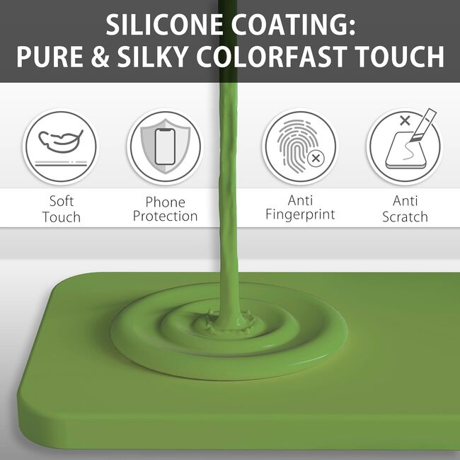 Husa pentru  iPhone 15 Liquid Silicone, subțire, captusita cu microfibra, anti amprentă, protectie cameră foto, verde