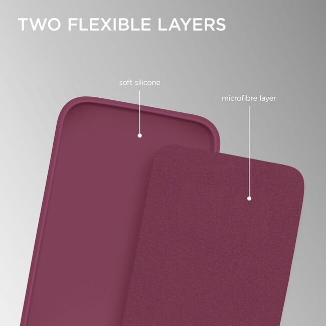 Husa pentru  iPhone 15 Pro Max Liquid Silicone, subțire, captusita cu microfibra, anti amprentă, protectie cameră foto, burgundy