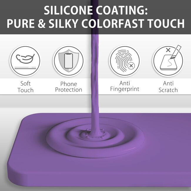 Husa pentru  iPhone 15 Liquid Silicone, subțire, captusita cu microfibra, anti amprentă, protectie cameră foto, mov