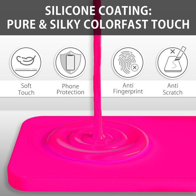 Husa pentru  iPhone 15 Liquid Silicone, subțire, captusita cu microfibra, anti amprentă, protectie cameră foto, fucsia