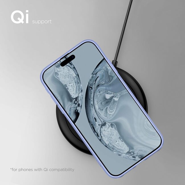 Husa pentru  iPhone 15 Pro Max Liquid Silicone, subțire, captusita cu microfibra, anti amprentă, protectie cameră foto, lavanda