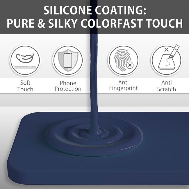 Husa pentru  iPhone 15 Liquid Silicone, subțire, captusita cu microfibra, anti amprentă, protectie cameră foto, albastru