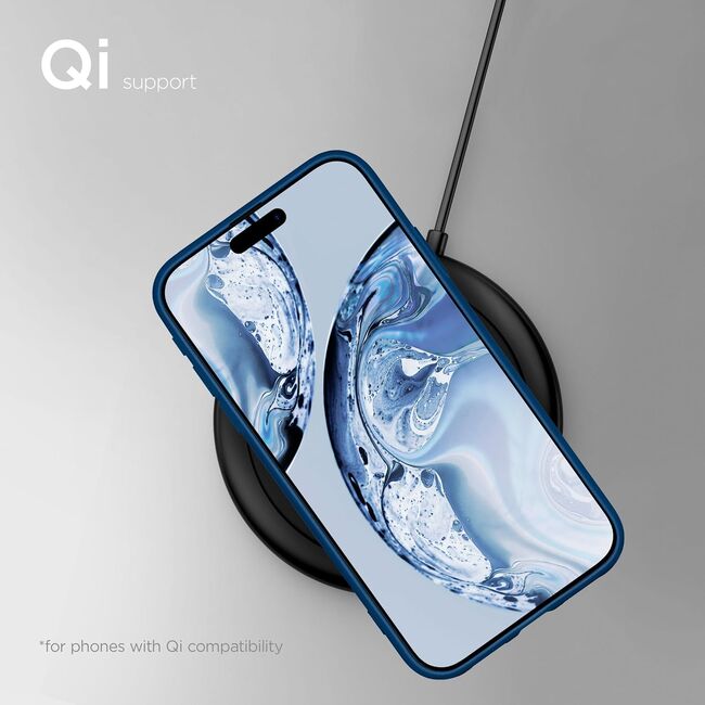 Husa pentru  iPhone 15 Pro Liquid Silicone, subțire, captusita cu microfibra, anti amprentă, protectie cameră foto, albastru