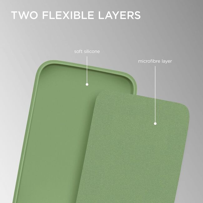 Husa pentru  iPhone 15 Pro Max Liquid Silicone, subțire, captusita cu microfibra, anti amprentă, protectie cameră foto, verde