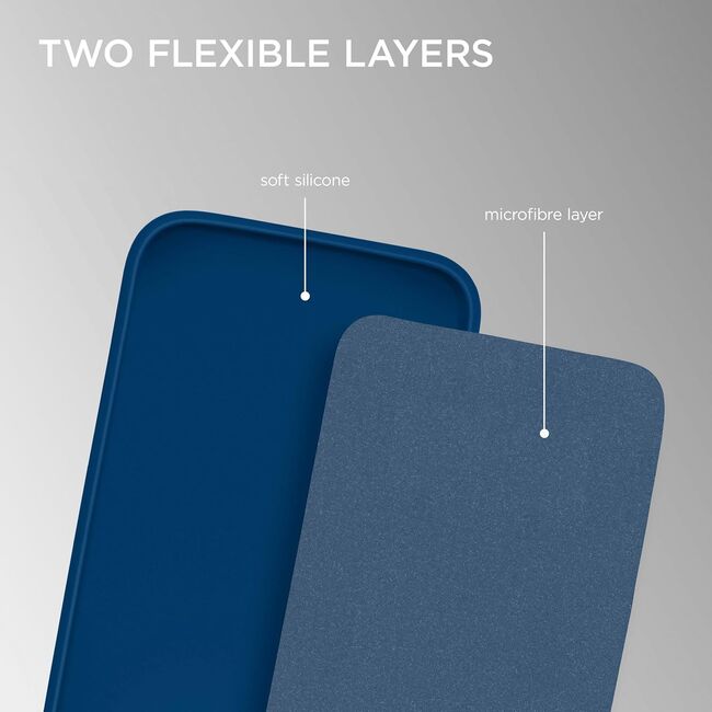 Husa pentru  iPhone 15 Pro Liquid Silicone, subțire, captusita cu microfibra, anti amprentă, protectie cameră foto, albastru