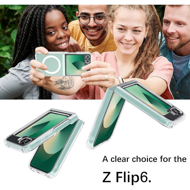 Husa pentru  Samsung Galaxy Z Flip 6, cu MagSafe Anti-Shock 1.5mm, transparent