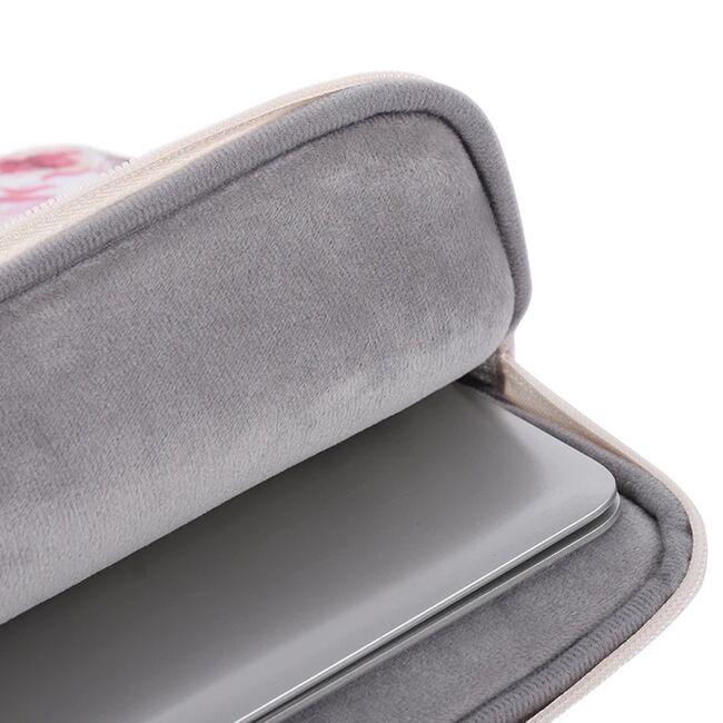 Husa pentru laptop 13-14 inch, eleganta si subtire, compartimente multiple, roz flamingo