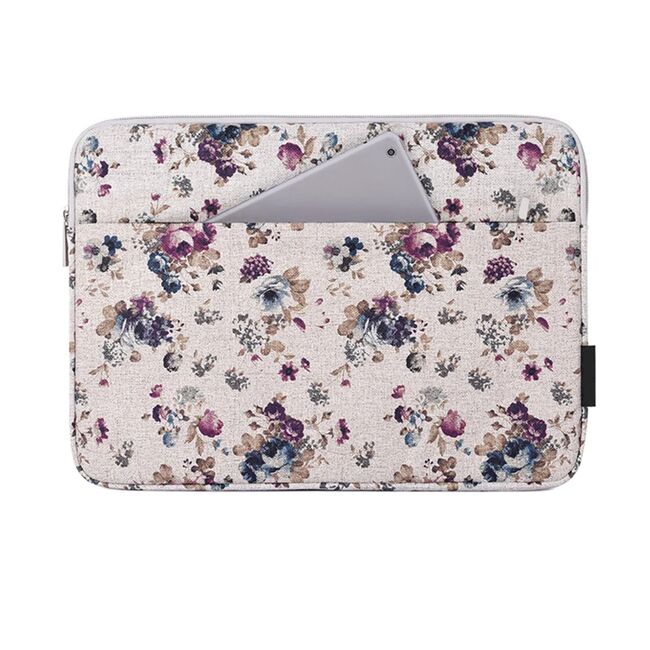 Husa pentru laptop 15-16 inch, eleganta si subtire, compartimente multiple, bej