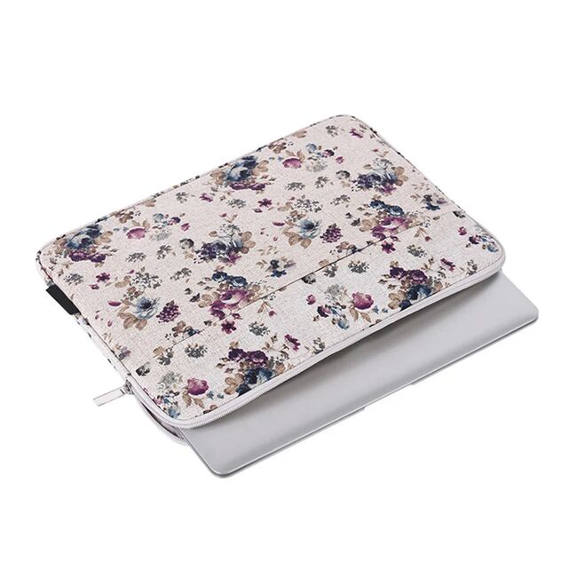 Husa pentru laptop 15-16 inch, eleganta si subtire, compartimente multiple, bej