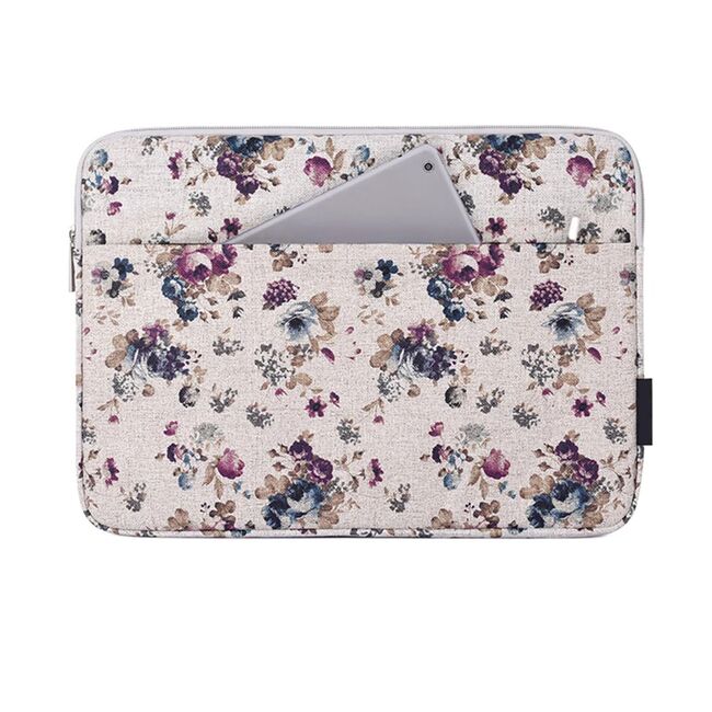 Husa pentru laptop 13-14 inch, eleganta si subtire, compartimente multiple, bej