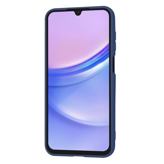 Husa pentru  Samsung Galaxy A15 Liquid Silicone, subțire, captusita cu microfibra, anti amprentă, protectie cameră foto, albastru