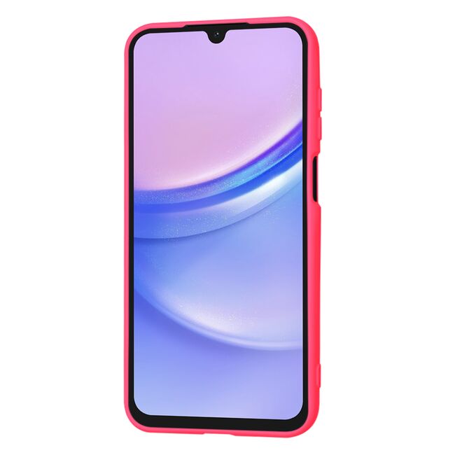 Husa pentru  Samsung Galaxy A15 Liquid Silicone, subțire, captusita cu microfibra, anti amprentă, protectie cameră foto, fucsia