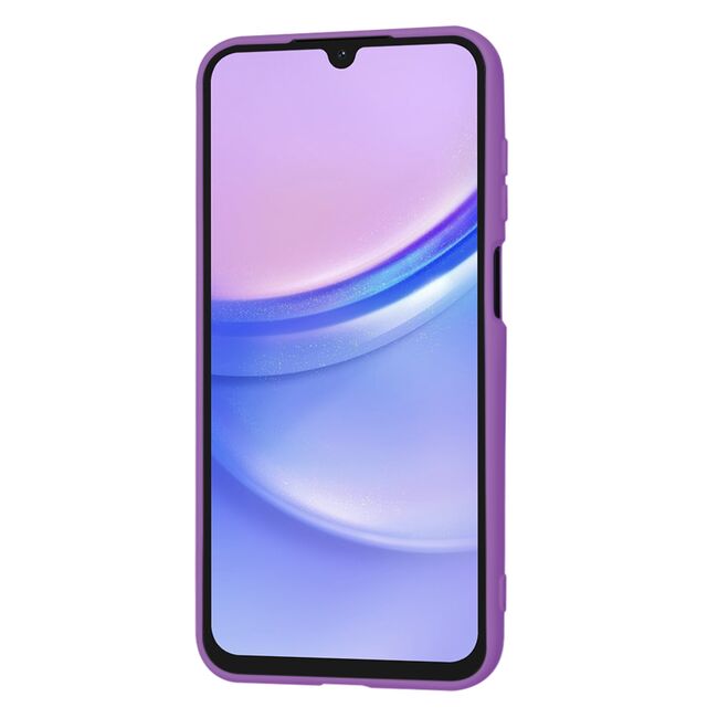 Husa pentru  Samsung Galaxy A15 Liquid Silicone, subțire, captusita cu microfibra, anti amprentă, protectie cameră foto, mov