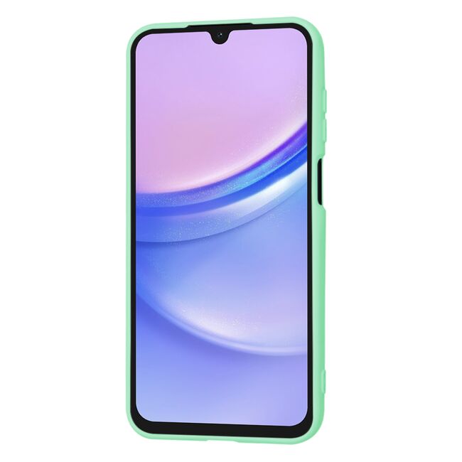 Husa pentru  Samsung Galaxy A15 Liquid Silicone, subțire, captusita cu microfibra, anti amprentă, protectie cameră foto, verde deschis