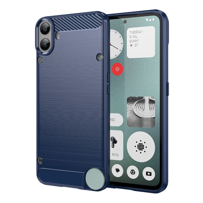 Husa pentru Nothing CMF Phone 1 Carbon Liquid Silicone, albastru