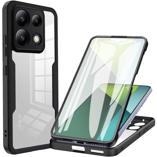Pachet 360: Husa cu folie integrata pentru  Poco F6 Pro Cover360 fata / spate - negru