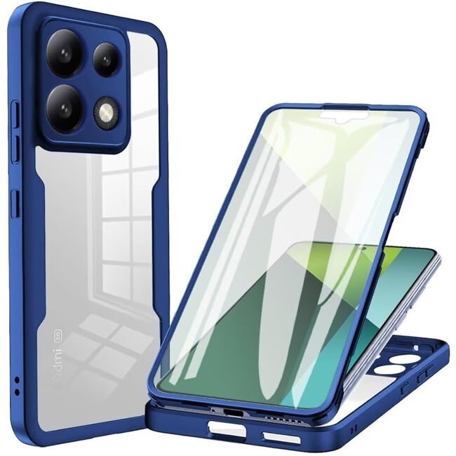 Pachet 360: Husa cu folie integrata pentru  Poco F6 Pro Cover360 fata / spate - albastru