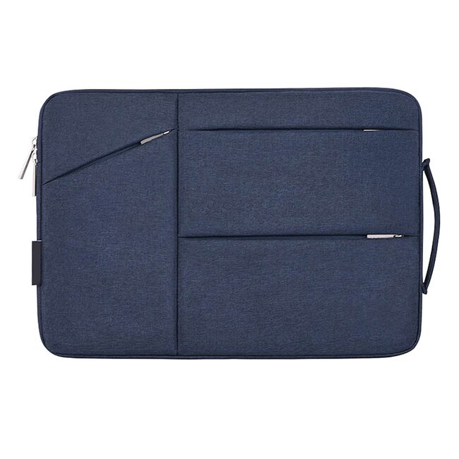 Husa pentru tableta universala 11-13 inch, eleganta si subtire, multiple compartimente si maner, protectie sporita, albastru inchis