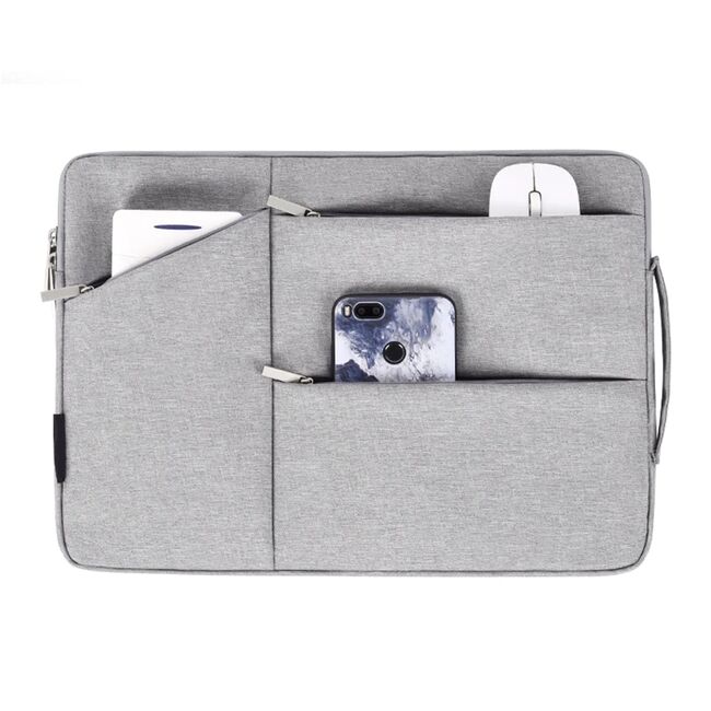 Husa pentru tableta universala 11-13 inch, eleganta si subtire, multiple compartimente si maner, protectie sporita, albastru inchis