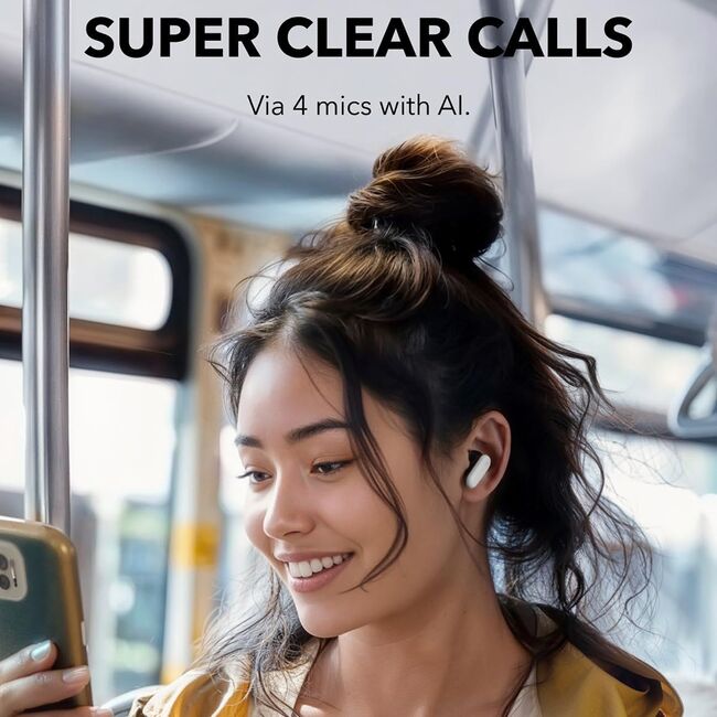 Casti Bluetooth TWS, Noise Cancelling Anker SoundCore P30i, alb