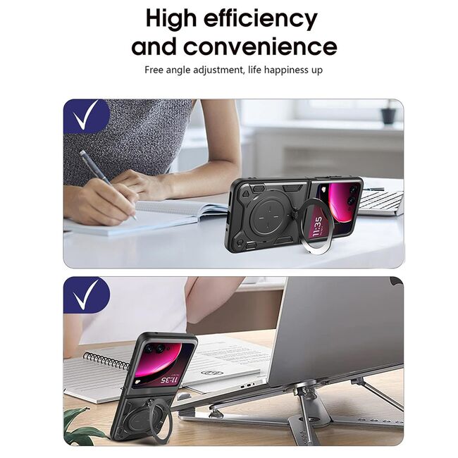 Husa pentru  Motorola Razr 50 cu inel și suport magnetic integrat Ring Shockproof, rose gold