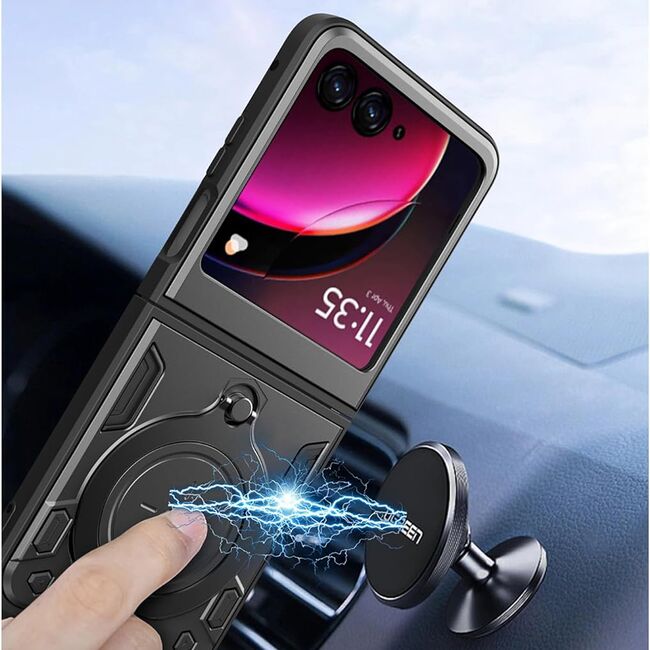 Husa pentru  Motorola Razr 50 cu inel și suport magnetic integrat Ring Shockproof, rose gold