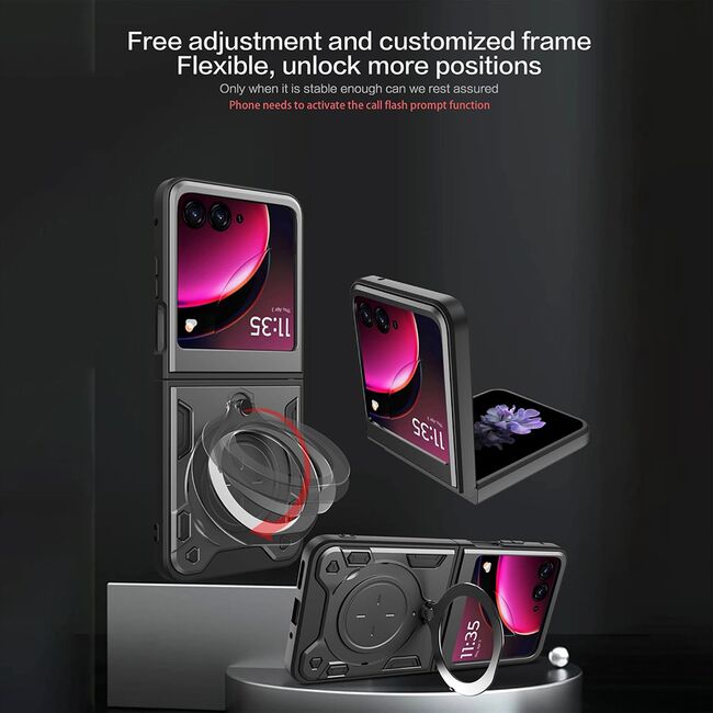 Husa pentru  Motorola Razr 50 cu inel și suport magnetic integrat Ring Shockproof, rose gold
