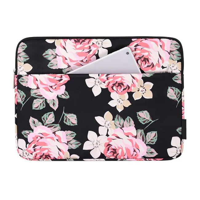 Husa pentru laptop 15-16 inch, eleganta si subtire, compartimente multiple, negru imprimat
