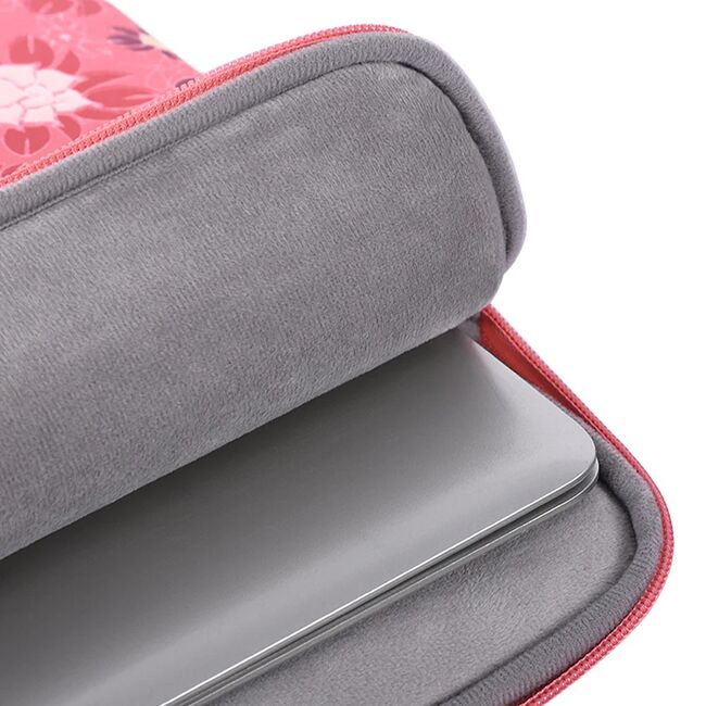 Husa pentru laptop 13-14 inch, eleganta si subtire, compartimente multiple, roz cherry