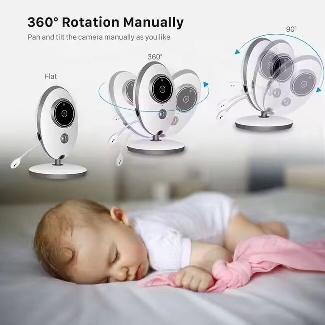 Baby Monitor Wireless, supraveghere duala video - audio pentru bebelusi, senzor temperatura, Vedere Nocturna, ecran color, sunet bidirectional, Functie VOX, Push to Talk
