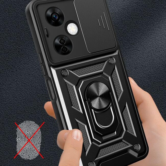 Husa pentru  OnePlus Nord CE4 Lite Ring Armor Kickstand Tough Rugged Cover cu protectie camera, rose gold