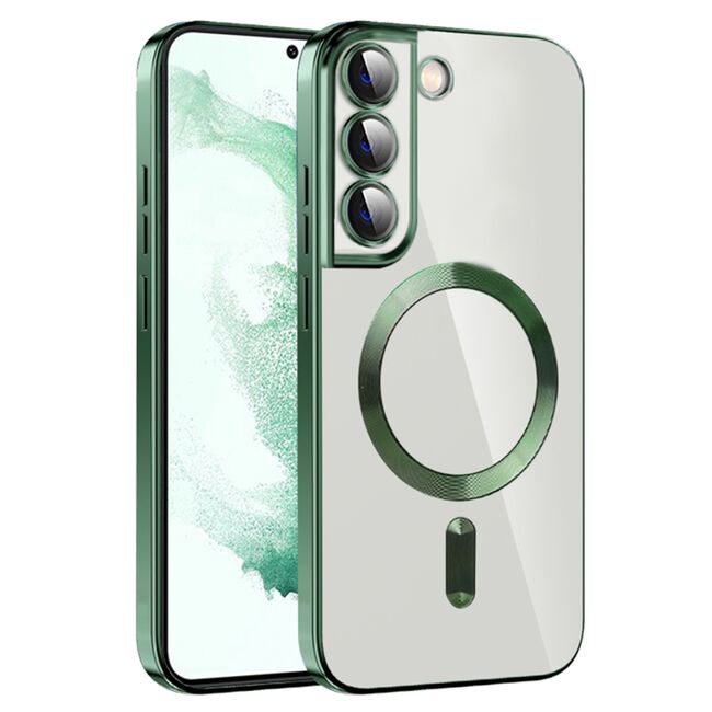 Husa pentru  Samsung Galaxy S22 Plus 5G cu MagSafe si protectie pentru lentile anti-shock 1.5 mm - verde