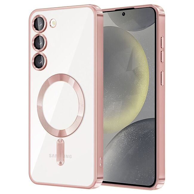 Husa pentru  Samsung Galaxy S23 cu MagSafe si protectie pentru lentile anti-shock 1.5 mm - roz