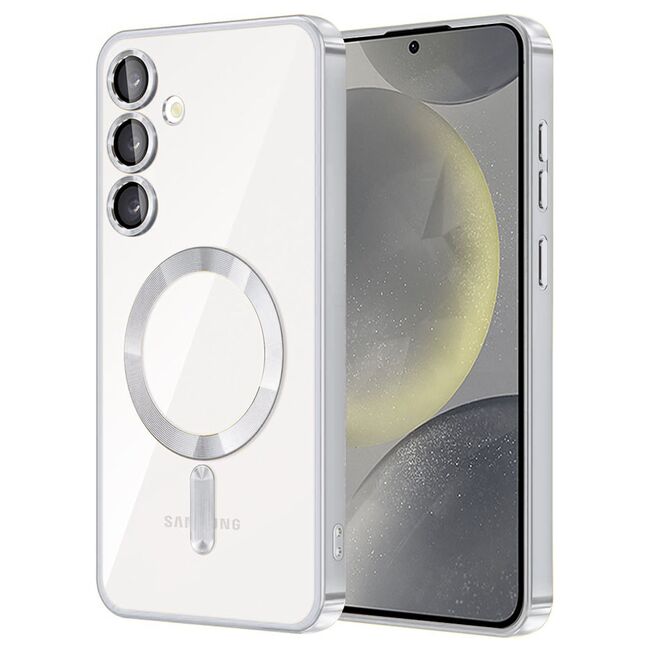 Husa pentru  Samsung Galaxy S24+ Plus cu MagSafe si protectie pentru lentile anti-shock 1.5 mm - argintiu