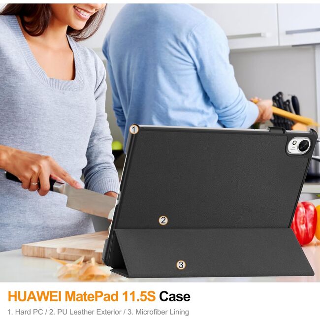 Husa HUAWEI MatePad 11.5 S UltraSlim de tip stand, functie wake-up/sleep, negru