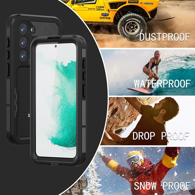 Pachet 360: Husa cu folie integrata Samsung Galaxy S23 ShockProof Dust-Water Proof Full Body, negru