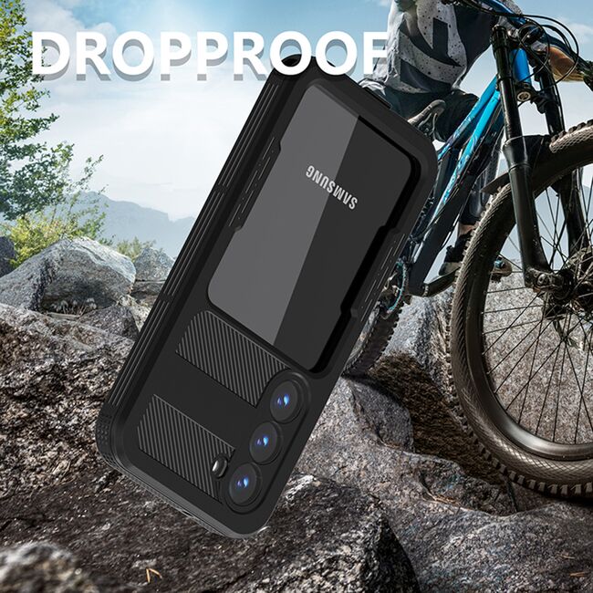 Pachet 360: Husa cu folie integrata Samsung Galaxy S23 ShockProof Dust-Water Proof Full Body, negru
