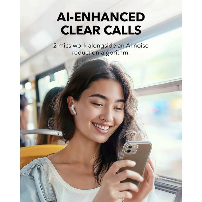 Casti Bluetooth wireless Noise Cancellation Anker K20i, alb